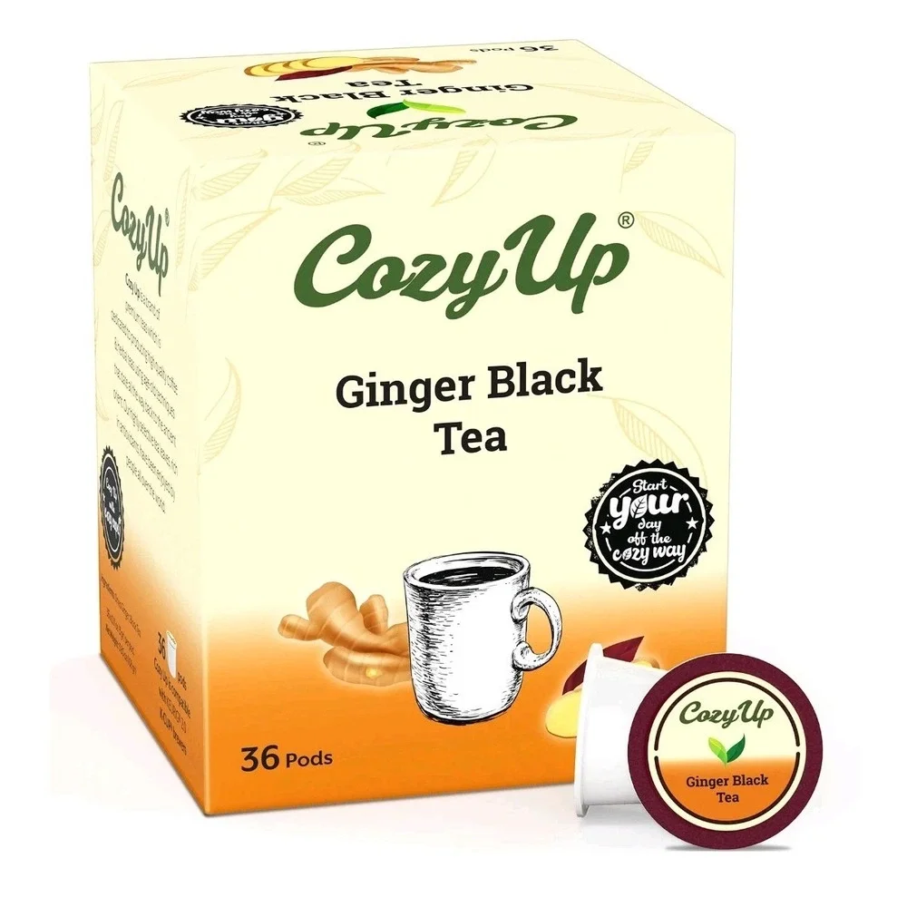 Cozy Up Ginger Black Tea Pods Single Serve, 36 PCS Compatible With keurig Brewer
